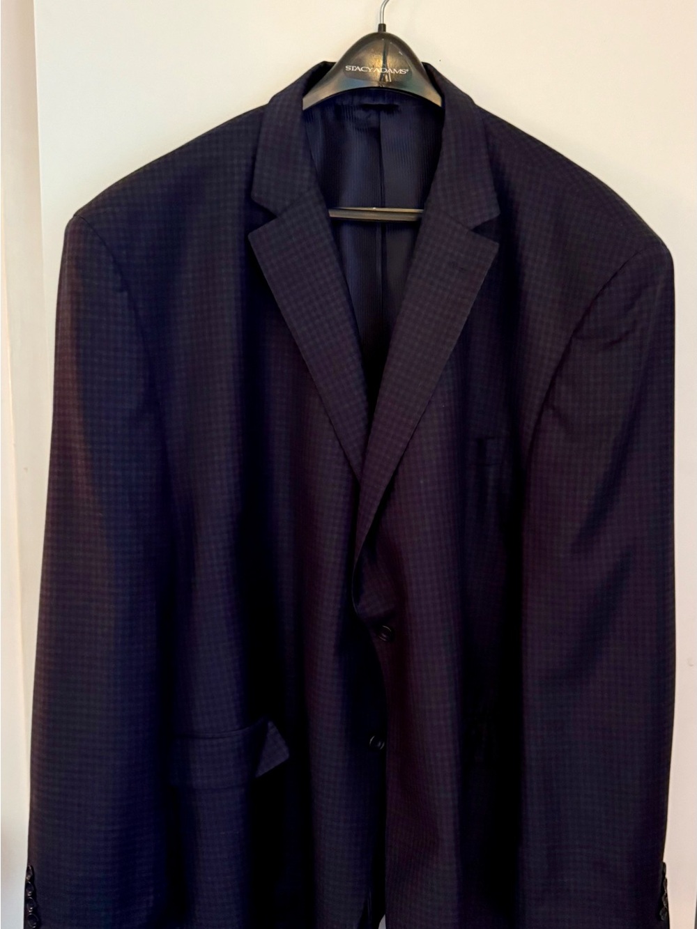Men's Dark Navy Checked Blazer - Tailored Sport Coat
